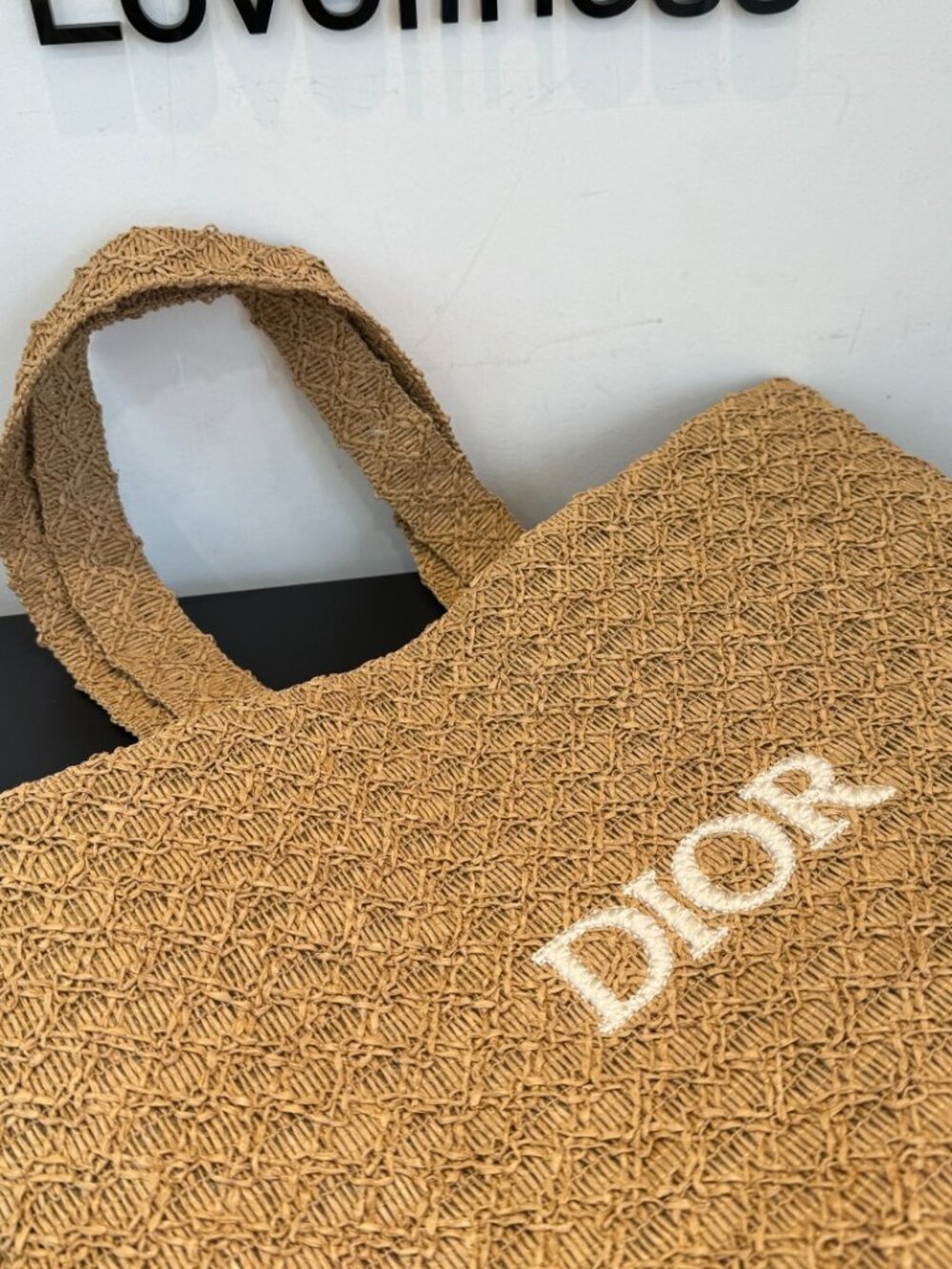 Dior Natural Raffia Tote Bag Large Woven Logo Beach Shopper - Picture 5 of 8